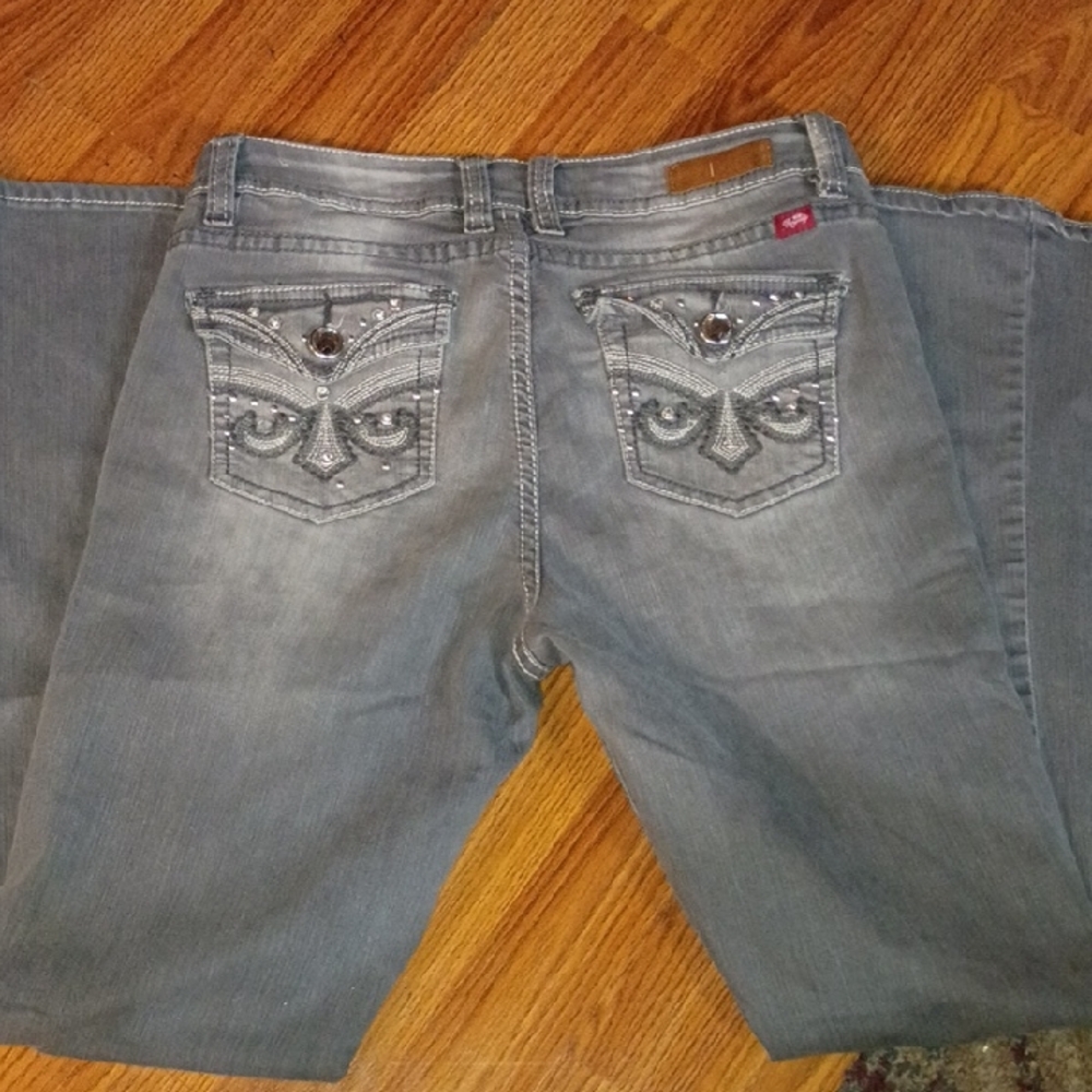 Royalty For Me Gray Embellished Women's Boot Cut Jeans